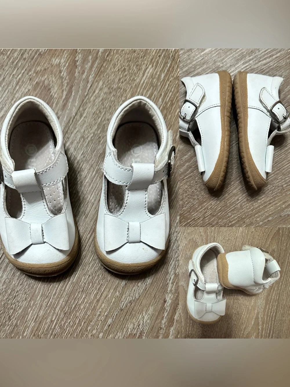 Girls' L'Amour Emma Bow T-Strap Mary Jane Shoe VGC Size 4 White Baby Toddler